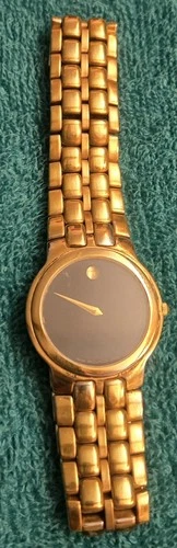 Movado Museum Quartz 18k Gold plated Wristwatch Bl