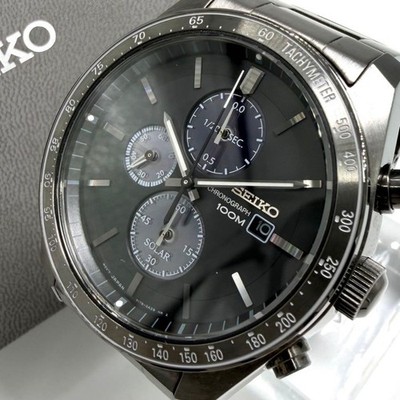 Seiko Chronograph Overseas schwarz 42mm Quarz V176 0AY0 Armband 17cm