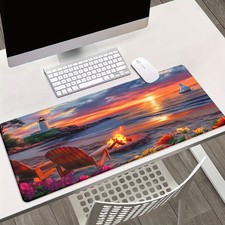 HOT-40 90cm Beach Bonfire at Dusk XXL Mouse Pad - Non-Slip Rubber Base, Large De