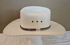 Stetson Angus 10x Straw Cowboy Western Hat 7 1/8 Round Oval Hat Band W Conchos