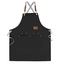 Chef Apron-Cross Back Apron for Men Women with Adjustable Straps and Large Po...