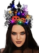 Halloween Light up Headband Black Bat Hairband Gohtic Glowing Headpieces LED ...