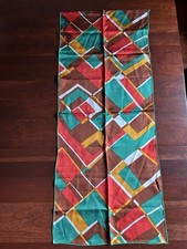 Vintage 1960s Scarf Mid Century Modern Geometric Pattern, Brown, Orange, Green