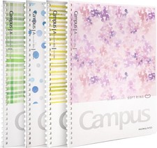 Kokuyo Spiral Notebook Journal, 4 Pack Campus B5 Soft Ring Notebooks with Dot...
