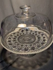 VTG  Federal Glass Windsor clear button & cane pedestal cake plate / Punch  Bowl