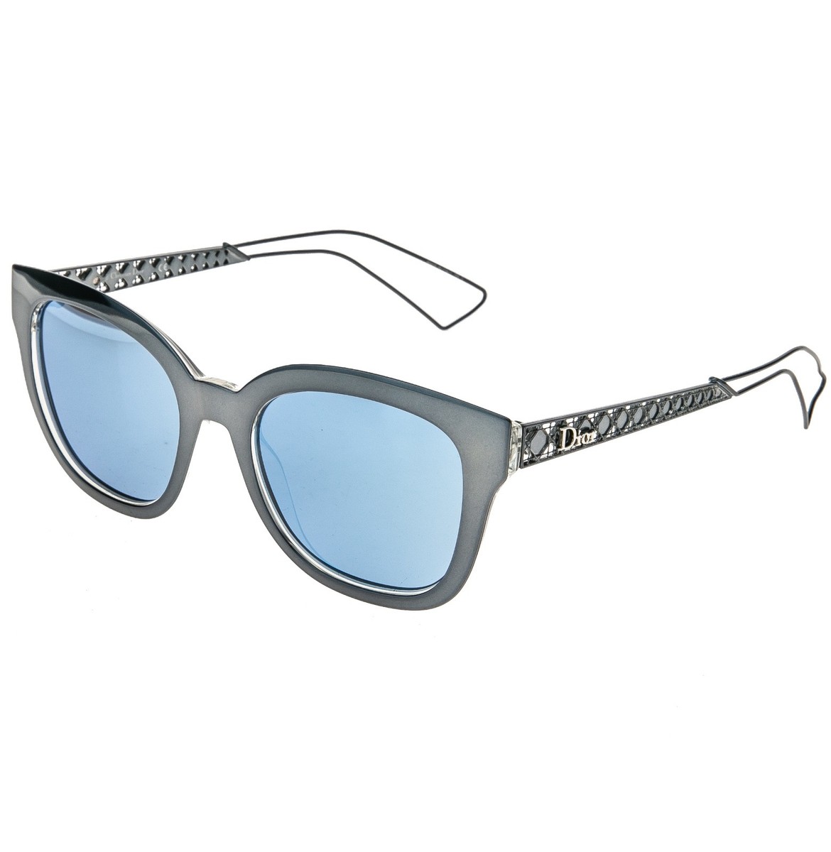 CHRISTIAN DIOR DIORAMA 1 Grey Blue Mirrored Metal Paris Cannage