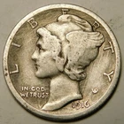 1916 S Mercury Dime 90% Silver VF-Details  "Actual Coin Pictured - Not Cleaned"