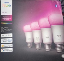 Philips Hue Smart LED A19 Bulb 4-Pack, White Color Ambiance,Brand New Box Damage