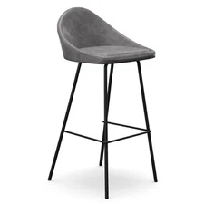 Pemberly Row Vegan Leather Bar Height Stools (Set of 2) in Smoke