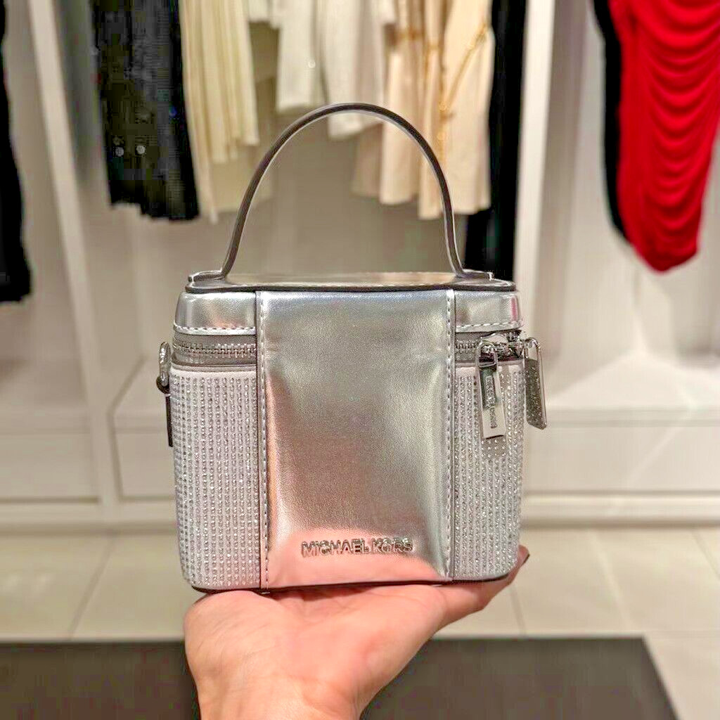 Michael Kors Sandrine Box Crossbody Handbag Compact Shimmering