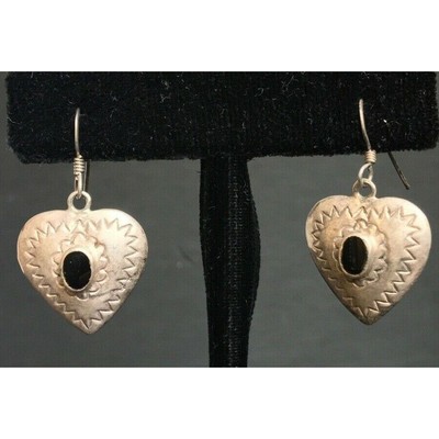 Southwestern 925 Sterling Silber & Onyx Herz Ohrringe Himmel