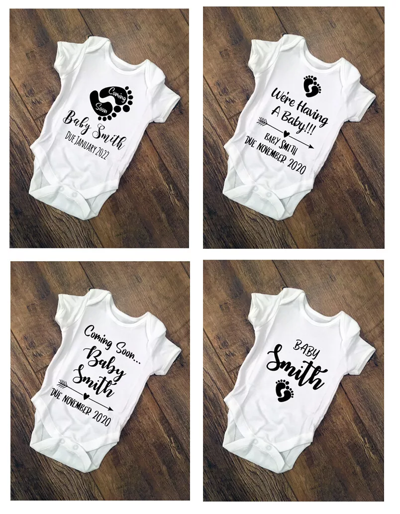 Personalised Baby Announcement Bodysuit Vest Coming Soon 4