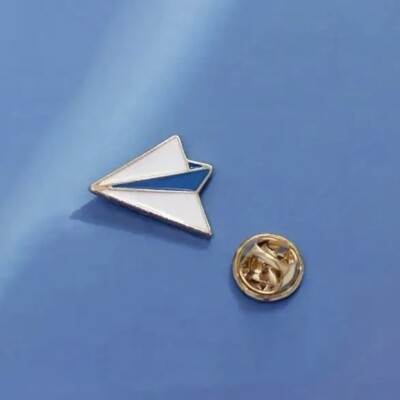 Paper Airplane Enamel Pin - Tiny & So Cute! Origami Plane 1/2  Pin - White Blue