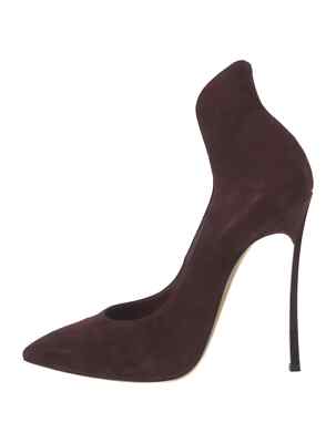 CASADEI Burgundy Suede D'Orsay Pumps Blade Heels Size 7 Good Condition &Box &Bag
