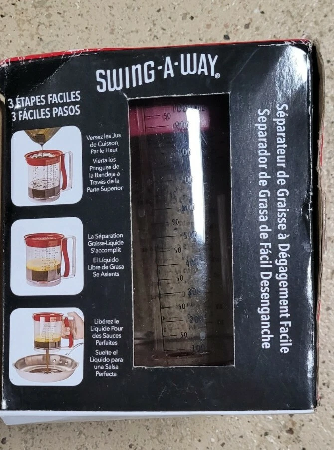 Swing-A-Way 4-Cup Easy Release Fat/Gravy Grease Separator, Red BPA Free Drip NEW - Image 3 of 4