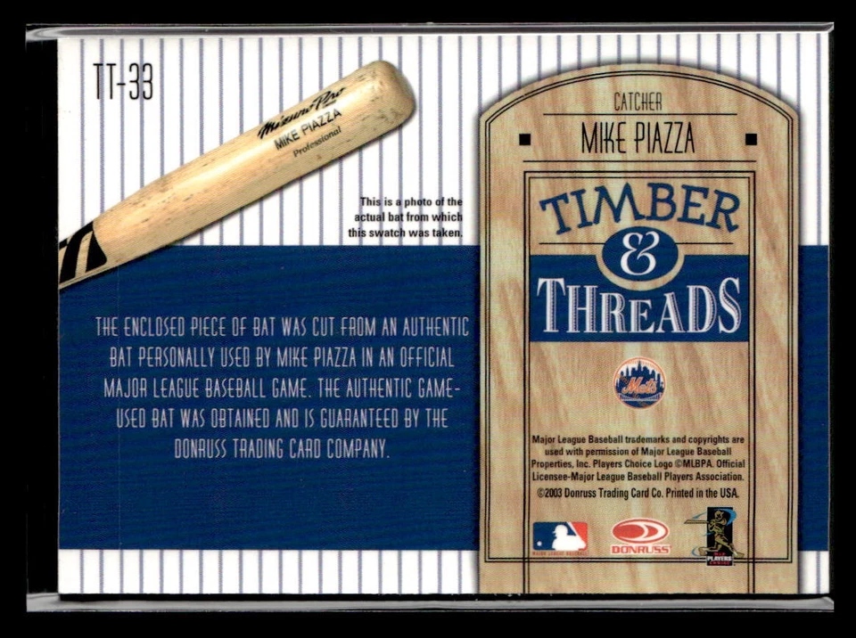2004 Donruss #TT-33 Mike Piazza Timber & Threads - Image 2 of 2