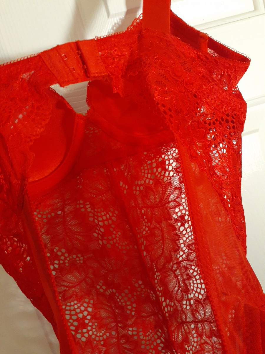 Juicy Couture Juniors Juicy Couture Lace Bodysuit W/Rhinestone Straps JC2465A S Red Revival | Boscov's