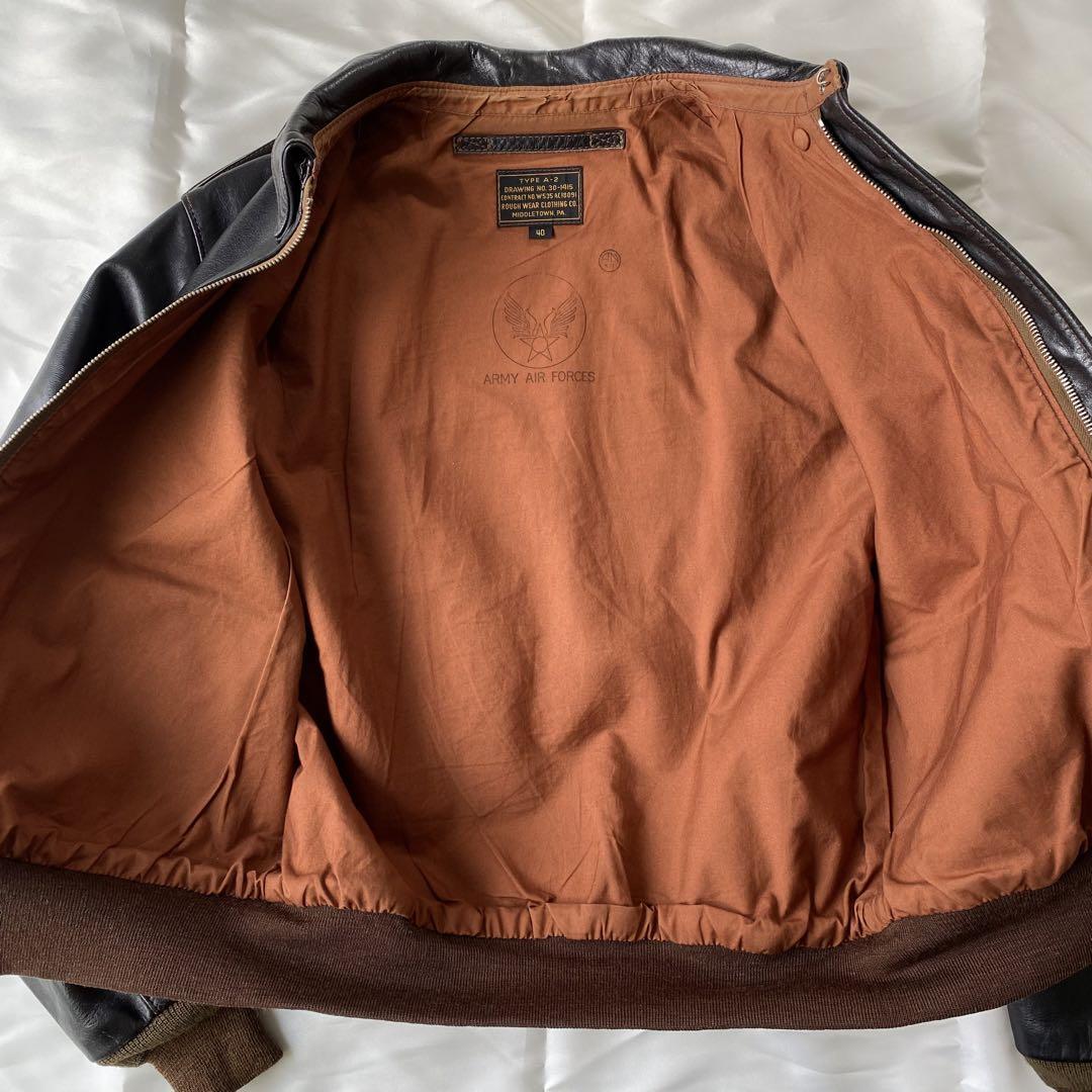 The Real McCoy's A-2 Flight Jacket Brown Leather Size 40 Used From