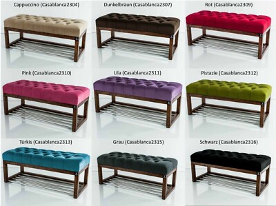 Sitzbank nach Maß M-DEKO LPP-4 Schuhregal Chesterfield Gesteppt Holz Garderobe