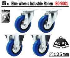 Blue Wheels Industrie Transport Lenk Rollen 8 x Ø 125mm Le-Bo/ BS-Rollen Germany