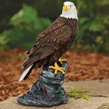 Resin Bald Eagle Figurine Landing on Tree Stump Base — listing 5