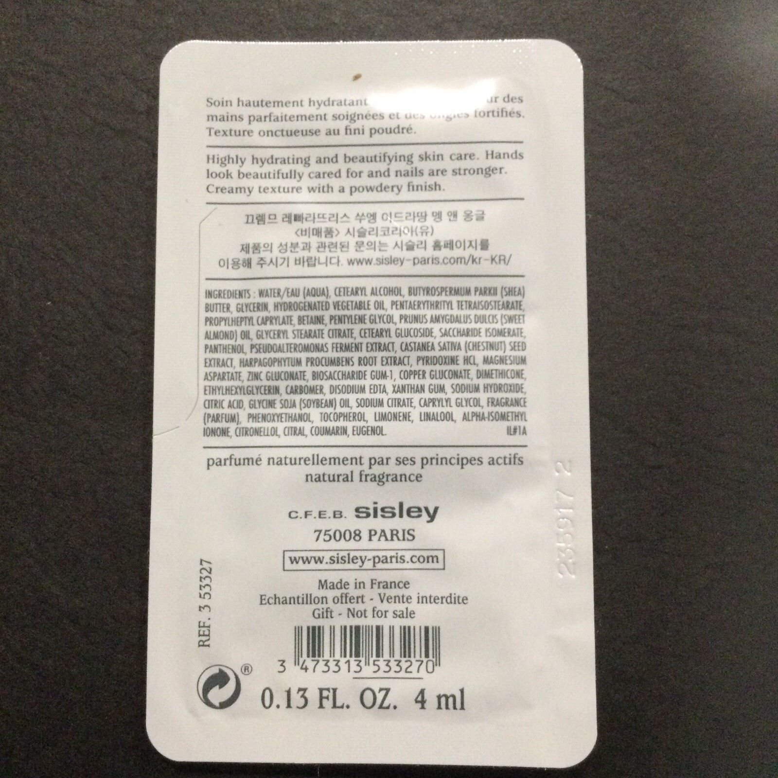 SISLEY restorative hand cream samples-hydrating skin&nail care-.13fl oz/4ml-$10