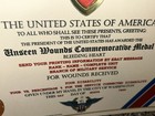 UNSEEN WOUNDS - BLEEDING HEART MEDAL COMMEMORATIVE CERTIFICATE~W/PRINTING TYPE-1 — photo 4