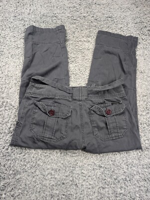 Sanctuary Pants Women 26 Gray Flap Pocket Cropped Lounge Normcore Utility Belted