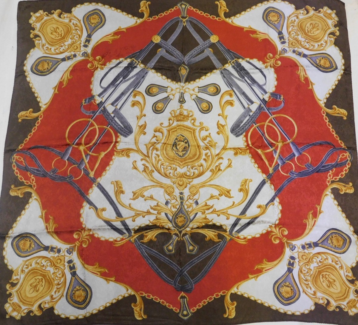 Foulard En Soie 100% Vintage - Dimensions 90x92 Cm, Multicolore, Très Bon état