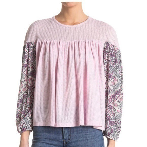 BAEA Flowy Drop Shoulder Blouse with Feminine Flounce Detail