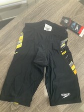 SPEEDO Boys Black/Yellow Power Flex Eco Swim Jammer Size 22 NWT