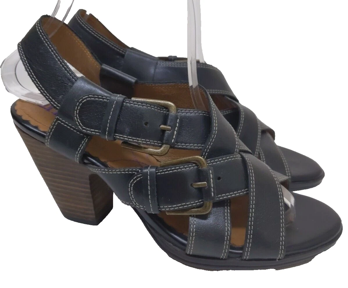 Sandales à Talons Compensés Indigo By Clarks POCOMO - Cuir Tressé Tan, Taille 11 US, Neuves