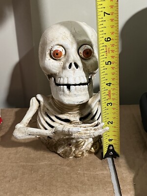 Skeleton Skull Cast Iron Mechanical Money Box Bank Oddities