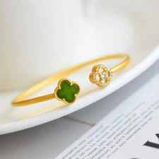 China S925 Pure Silver Hetian Jade Exquisite Bunge Bedstraw Herb Bracelet