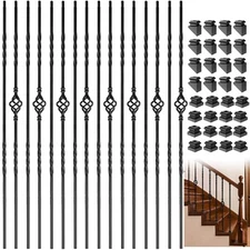 Iron Balusters for Staircase, 16 Pack Wrought Iron Balusters, 1/2" Hollow Sta...