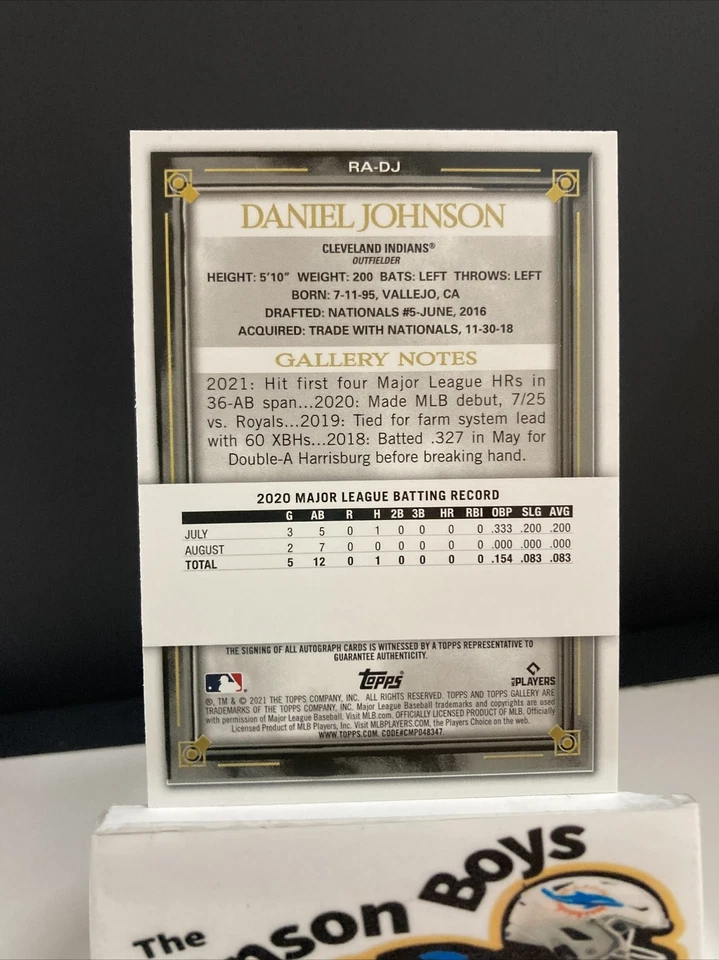 2021 Topps Gallery Daniel Johnson Autograph Rookie Card RA-DJ Indians Auto RC - Image 3 of 3