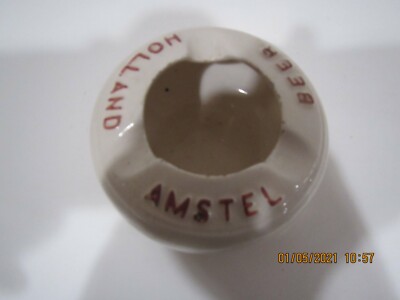 #211 VINTAGE AMSTEL Bier Beer AMSTEL BEER Tan Ceramic Ashtray from HOLLAND
