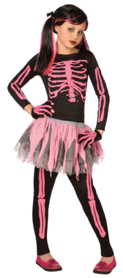 Skeleton Punk Pink Child Costume Pink Skeleton Tutu Skirt Dress Living  Fiction | eBay