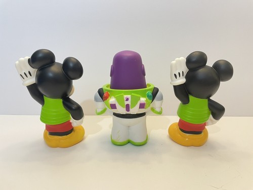 Disney Mickey Mouse  & Buzz Lightyear Bath Toy Just Play 5" Figurines - Lot of 3 - Picture 3 of 8