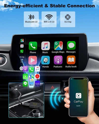 Mini Wireless CarPlay Adapter for Apple, Plug & Play Low Latency Converts Wired - Picture 8 of 8