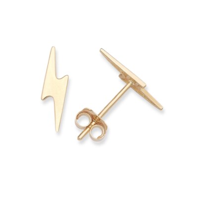 Massive 14K Gold Blitz Bolzen Form Ohrringe Push Back Ohrstecker Schmetterling Ohrringe