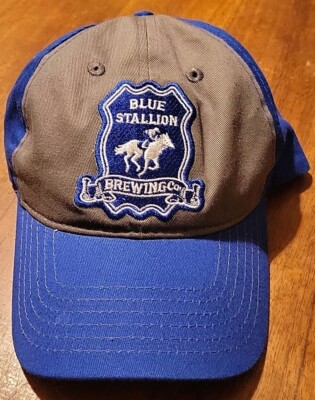 Blue Stallion Brewing Lexington KY Snapback Baseball Hat Gray & Blue Adjustable