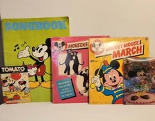 Walt Disney Lot - Mickey Mouse Songbook, Lenticular Postcard,  45 Records, Seeds