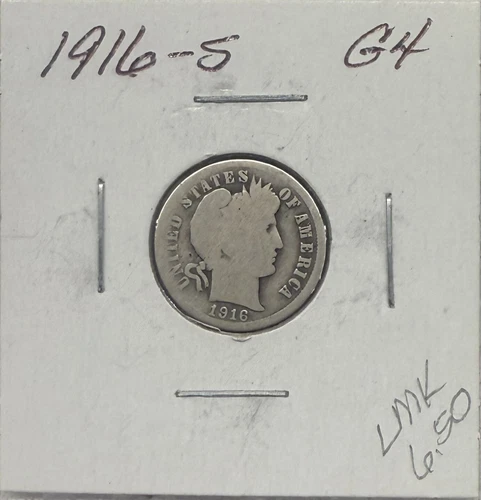 1916 S Barber Silver Dime