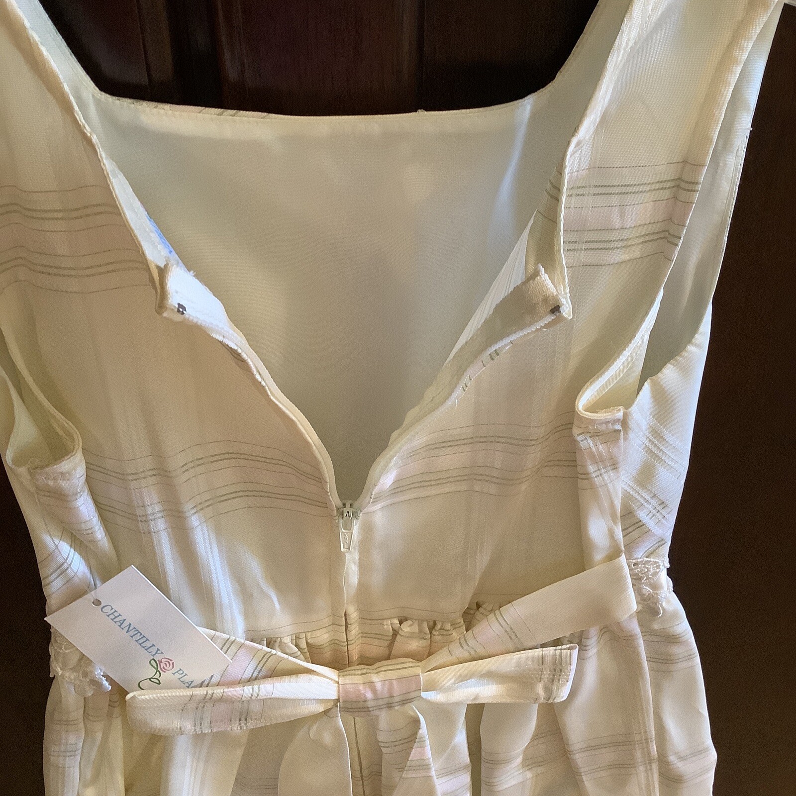 Chantilly Place Dress Sz Girl 7 Long Cream Chiffon Lace Beige Formal Flower NWT image 8