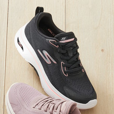 NEW Skechers Women's Go Walk Arch Fit 2.0 Cassy Shoe Black Pink Medium Size AUTH