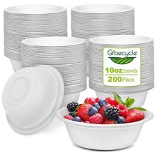 Bowls 10 oz, 200 Pack Bowls Disposable Heavy Duty For Hot Soup, Ice Cream, Fr...