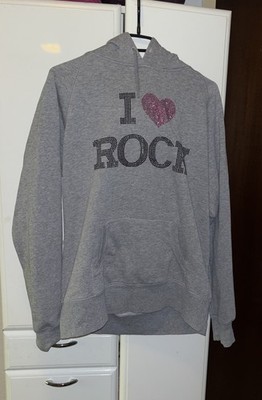 Grauer cooler Pullover von Fishbone   Größe L   mit Glitzersteinen 