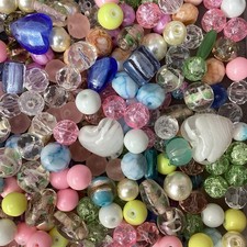 GLASS BEADS Pastel Mix Bead Pack Sizes 5-20 mm Large 150g Pack FREE POSTAGE