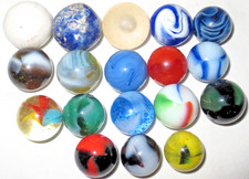 Vintage  Modern Marbles Lot Glass Bennington China Mixed Makers .969" to .531"